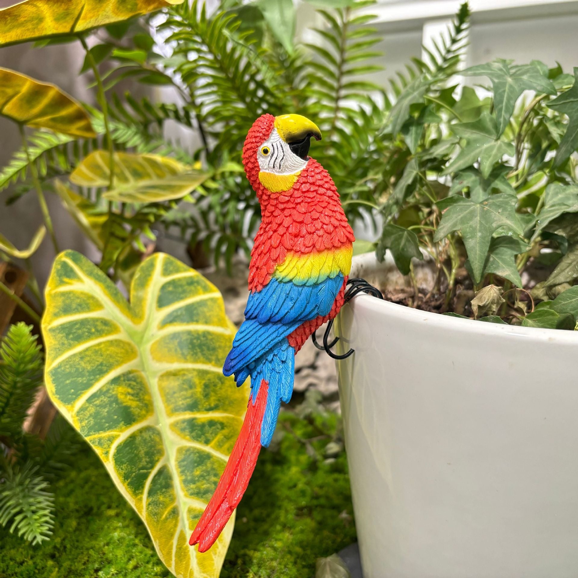 Loros decorativos en resina rojo