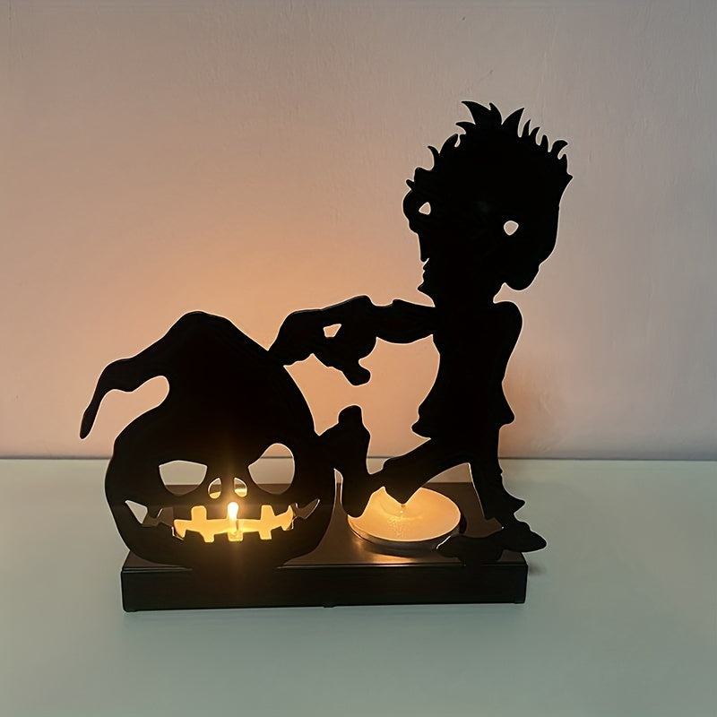 Portavelas de metal con forma de esqueleto C