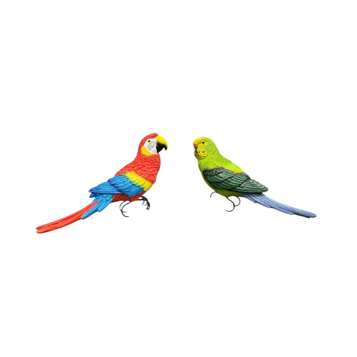 Loros decorativos en resina acabado detallado