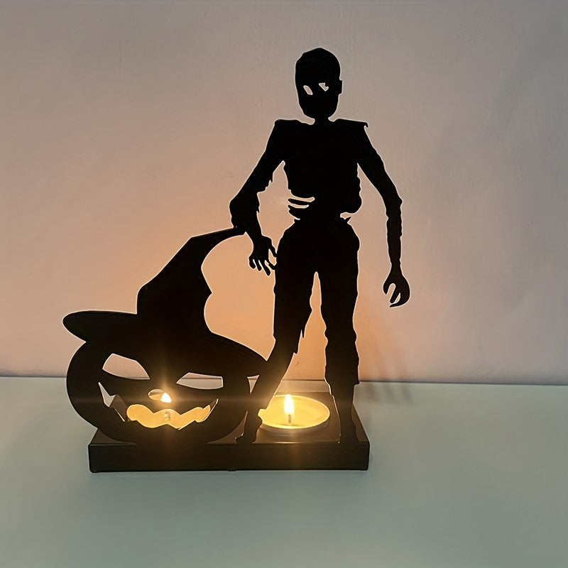 Portavelas de metal con forma de esqueleto C