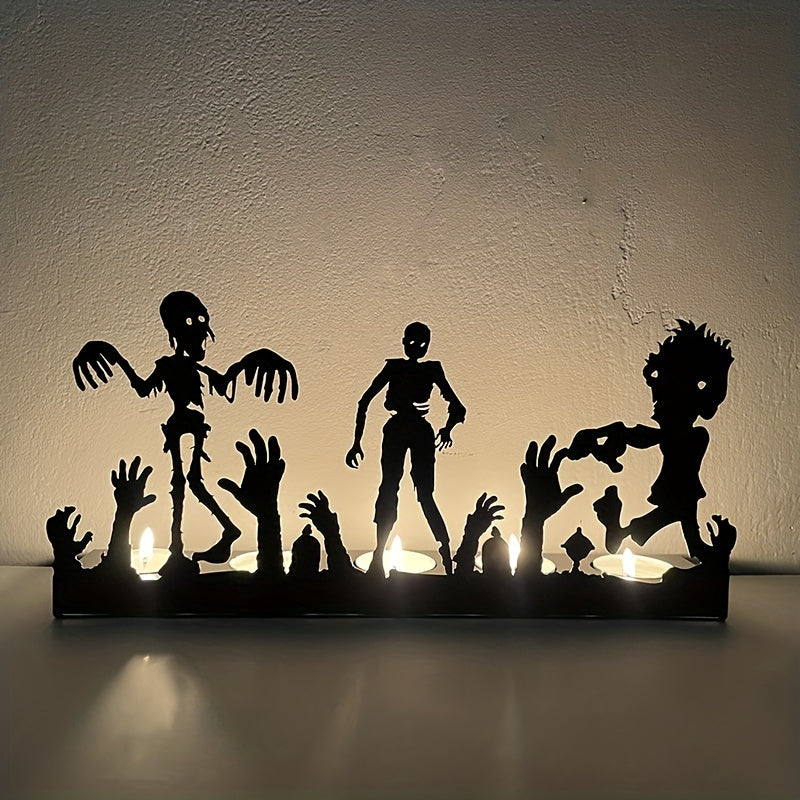 Portavelas de metal con forma de esqueleto B