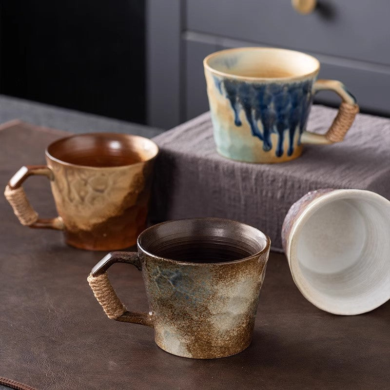 Taza de cerámica estilo japonés azul
